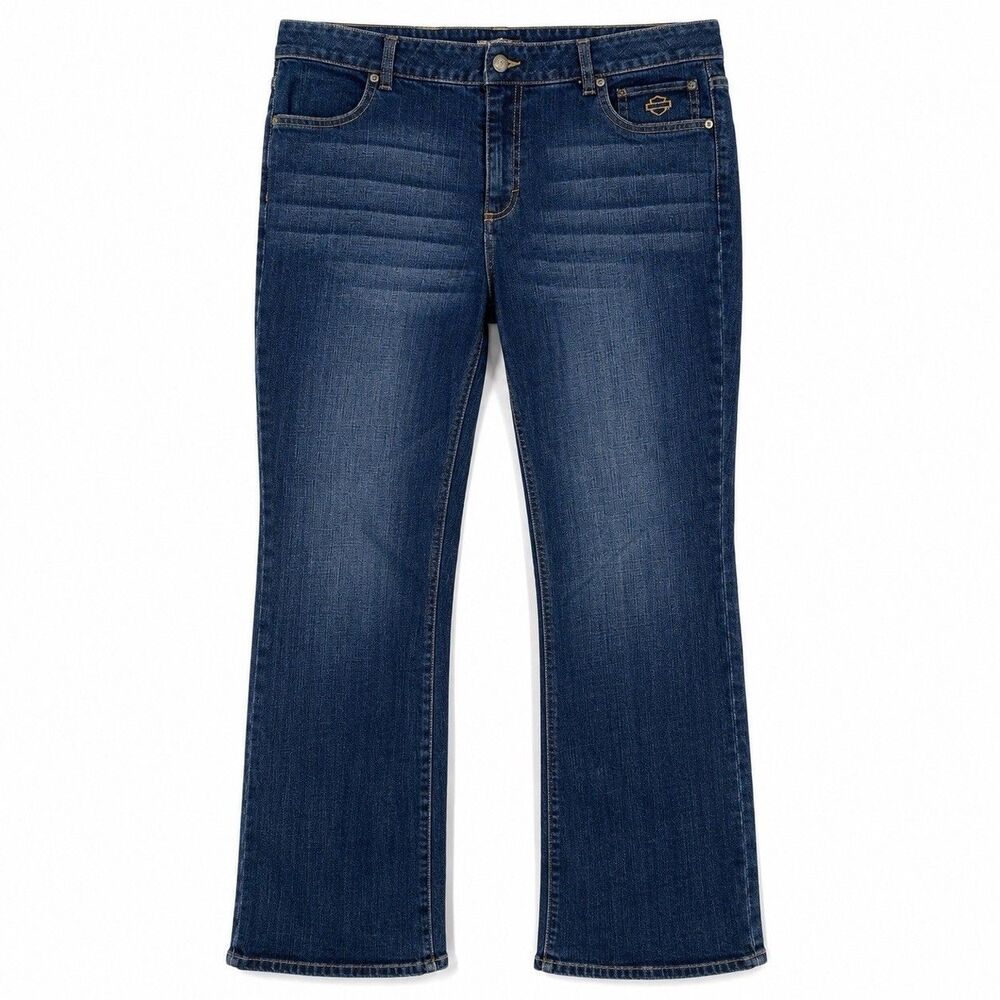 Harley Davidson Women’s 14 Bootcut Jeans Dark Wash Stretch Denim Y2K Biker Moto